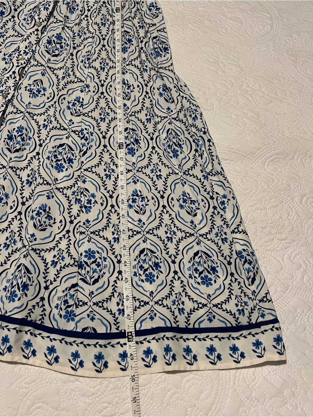 H&M White and Blue Printed Midi Dress - Picture 6 of 13